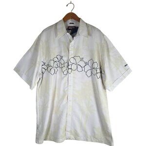 VTG 90s Bilabong Aloha Mens Size XL White Polynostic Hawaiian Shirt Embroidery
